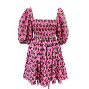Elisamama Jess Collab June Dress Womens Large Pink Puff Sleeve Romantic Boho
